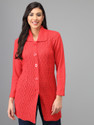 eWools Woven Collared Neck Casual Women Orange Sweater