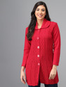 eWools Woven Collared Neck Casual Women Pink Sweater