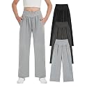 EXARUS 3 Pack Girls Wide Leg Pants Baggy/Tapered Loose Casual School