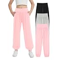 EXARUS 3 Pack Girls Wide Leg Pants Baggy/Tapered Loose Casual School