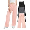 EXARUS 3 Pack Girls Wide Leg Pants Baggy/Tapered Loose Casual School