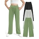 EXARUS 3 Pack Girls Wide Leg Pants Baggy/Tapered Loose Casual School