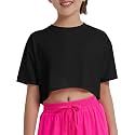 EXARUS Girls Athletic Shirts Quick Dry Workout Split Back Crop Tops 6-14Y