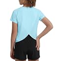 EXARUS Girls Athletic Shirts Quick Dry Workout Split Back Crop Tops 6-14Y