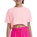 EXARUS Girls Athletic Shirts Quick Dry Workout Split Back Crop Tops 6-14Y
