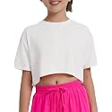 EXARUS Girls Athletic Shirts Quick Dry Workout Split Back Crop Tops 6-14Y