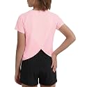 EXARUS Girls Athletic Shirts Quick Dry Workout Split Back Crop Tops 6-14Y