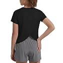 EXARUS Girls Athletic Shirts Quick Dry Workout Split Back Crop Tops 6-14Y
