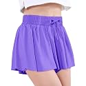EXARUS Girls Butterfly Shorts Athletic Flowy Cheer Dance Skorts Teen