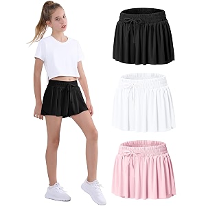 exarus girls flowy butterfly shorts athletic 2 in 1 running skirt shorts preppy cheer gymnastics kids clothes 6-14y