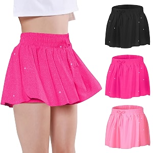 exarus girls flowy butterfly shorts athletic 2 in 1 running skirt shorts preppy cheer gymnastics kids clothes 6-14y