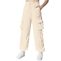EXARUS Girls Parachute Pants Cargo Hip Hop Wide Leg Baggy Y2K Teen