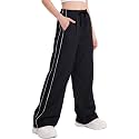 EXARUS Girls Parachute Pants Cargo Hip Hop Wide Leg Baggy Y2K Teen