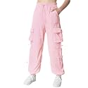 EXARUS Girls Parachute Pants Cargo Hip Hop Wide Leg Baggy Y2K Teen