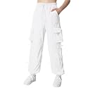 EXARUS Girls Parachute Pants Cargo Hip Hop Wide Leg Baggy Y2K Teen