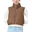 EXARUS Girls Puffer Vest Cropped Puffy Teen Water Resistant 6-14Y