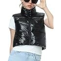 EXARUS Girls Puffer Vest Cropped Puffy Teen Water Resistant 6-14Y