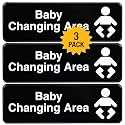 Excello Global Products Baby Changing Station Sign: Easy to Mount Informative Plastic Sign with Symbols 9x3, Pack of 3 (Black)