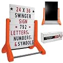 EXCELLO GLOBAL PRODUCTS Swinging Changeable Message Sidewalk Sign: 24" x 36" Sign with 792 Pre-Cut Double Sided Letters and Storage Box. Includes Black Board &amp; Letter Board (Orange Color Legs)