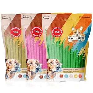 excite bites combo offer - chicken mutton amp natural munchy sticks - dog chew sticks 1000 g pack of 3all life stages