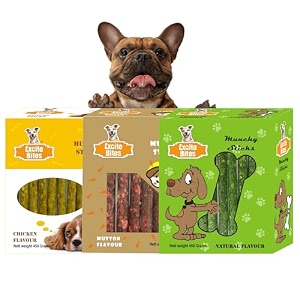 excite bites combo offer - chicken mutton amp natural munchy sticks - dog chew sticks 450 g pack of 3all life stages