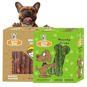 excite bites combo munchy sticks for dogs mutton amp natural munchy sticks protein chew stick for dog essentials dog treats for adult amp puppies dental stick for dogs pack of 2 450g each