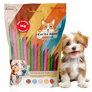 excite bites mix flavor chicken mutton amp natural  munchy sticks  1 kg  100 pieces  dog chews  nutritional dog chews  protein chews  dog treat  long-lasting chews  all life stages