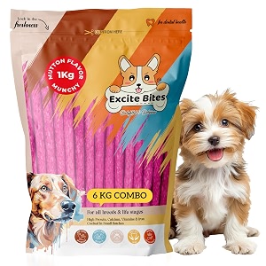 excite bites excite bites mutton flavour munchy sticks - 1 kg dog chew sticks pack of 6 6 kg red 1 kg