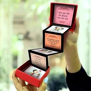 exciting lives - missing you message box - gift for birthday anniversary valentine39s day christmas day - for girlfriend boyfriend husband wife - 8 x 8 x 25 cmred1 count