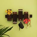 ExclusiveLane 'Birds On Planks' Warli Handpainted Wooden Key Holder for Home Décor Stylish (6 Hooks, Sheesham Wood)| Key Hangers for Wall Key Holder Stand Key Stand for Wall Key Chain Holder for Wall