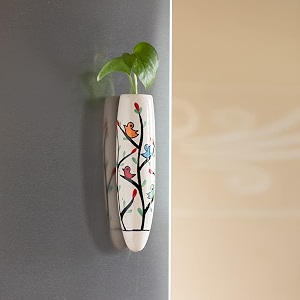 exclusivelane mughal heaven39 ceramic handpainted magnetic planters pot for fridge enamel white amp multicolour 19 x 15 x 72 inch 1 piece el-021-217