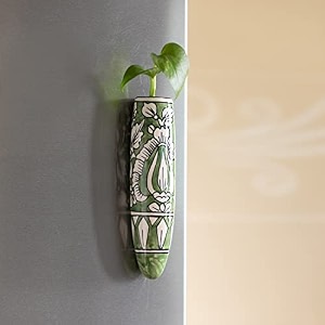 exclusivelane 39mughal heaven39 ceramic handpainted magnetic planters pot for fridge refrigerator magnet planter for home amp kitchen light grey amp enamel white 19 x 15 x 72 inch 1 pieceel-021-223