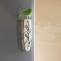 ExclusiveLane Mughal Heaven' Ceramic Handpainted Magnetic Planters Pot for Fridge (Enamel White &amp; Multicolour, 1.9 X 1.5 X 7.2 Inch, 1 Piece, (El-021-217))