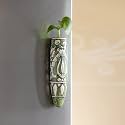 ExclusiveLane 'Mughal Heaven' Ceramic Handpainted Magnetic Planters Pot for Fridge Refrigerator Magnet Planter for Home &amp; Kitchen (Light Grey &amp; Enamel White, 1.9 x 1.5 x 7.2 Inch, 1 Piece),EL-021-223