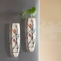 ExclusiveLane 'Mughal Heaven' Ceramic Handpainted Magnetic Planters Pot for Fridge Refrigerator Magnet Planter for Home & Kitchen (Enamel White & Multicolour, 1.9 x 1.5 x 7.2 Inch, 2 Pieces)