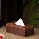 ExclusiveLane 'Ripples of Wood' Handcrafted Wooden Napkin Holder for Dining Table & Tissue Paper Holder For Kitchen (Sheesham Wood) | Tissue Box Holder Tissue Paper Dispenser Napkin Stand Tissue Stand