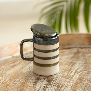 ExclusiveLane Teal Stripes Ceramic Green Tea