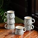 ExclusiveLane Ceramic Coffee Mugs Ceramic Cups Set for Tea of 6 &amp; Serving Tea Cups (Set of 6, 230 ML, Blue &amp; Yellow, Dishwasher &amp; Microwave Safe)