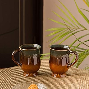 exclusivelane 39amber39 ceramic mugs ceramic coffee mugs set of 2 brown amber with teal tints 350mltea mugs ceramic mugs cups and mugs for coffee milk mugs chai mugs