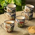 ExclusiveLane 'The Hut Morning Companions' Ceramic Tea Cups Set of 6 for Tea Cups Ceramic (180 ml, Dishwasher &amp; Microwave Safe, Multicolor) |Coffee Cup Set Ceramic Cups Set of 6 Tea Cup Ceramic