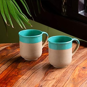 exclusivelane 39turquoise39 ceramic mugs coffee mugs set of 2 turquoise blue amp earthen brown 360 ml hand glazed tea mugs milk mugs tea cups chai mugs coffee mugs set of 2 ceramic coffee mugs