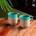 ExclusiveLane 'Turquoise' Ceramic Mugs Coffee Mugs (Set of 2, Turquoise Blue &amp; Earthen Brown, 360 ml) |Hand Glazed Tea Mugs Milk Mugs Tea Cups Chai Mugs Coffee Mugs Set of 2 Ceramic Coffee Mugs|