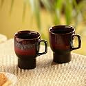 ExclusiveLane 'Crimson' Hand Glazed Ceramic Coffee Mugs Set of 2 (280 ML, Microwave Safe &amp; Dishwasher Safe)|Serving Tea Cups Set Milk Mugs Coffee Mugs Tea Mugs Ceramic Mugs for Coffee Chai|