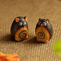 ExclusiveLane Small 'Twin Owl Shaped' Salt & Pepper Shaker Set In Terracotta (Set Of 2) -Salt And Pepper Set For Dining Table Salt & Pepper Shakers Set Holder Container Dispensers For Home Kitchen Drizzlers &a
