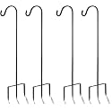 EXCMARK 4 Pack Shepherd Hook Adjustable Height 31/24/16’’ 1/2 inch Thick Use at Weddings, Hanging Solar Lights, Lanterns, Bird Feeders, Metal Hanger Hook (Black, 31 inch). U.S. Patent.