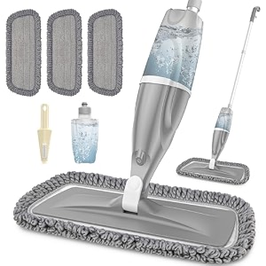 exego spray mop for hard floors - microfibre wet dry mop with 3 cleaning pads for hardwood laminate ceramic