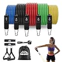 Exercise Resistance Bands for Working Out Set of 5 for Women and Men, Stretch Bands for Exercise, Physical Therapy, Arms Legs Workout, Stretching, Home Fitness