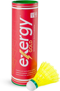 exergy gold badminton shuttlecock 1 can nylon shuttle  - yellow slow 75 pack of 6