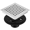 EXF 6-Inch Square Shower Floor Drain Chrome with ABS Flange