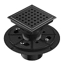 EXF Square Shower Drain 4-3/8 Inch Matte Black with ABS Flange